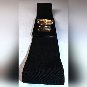 Black Bamboo Lock Buckle Stretch Waist Belt Women's  Pre-owned